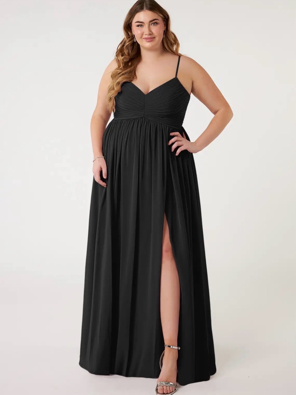 Azazie Alia A-Line Pleated Chiffon Dress NWT